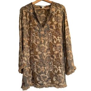 Soft surroundings tapestry boho fringe hem tunic